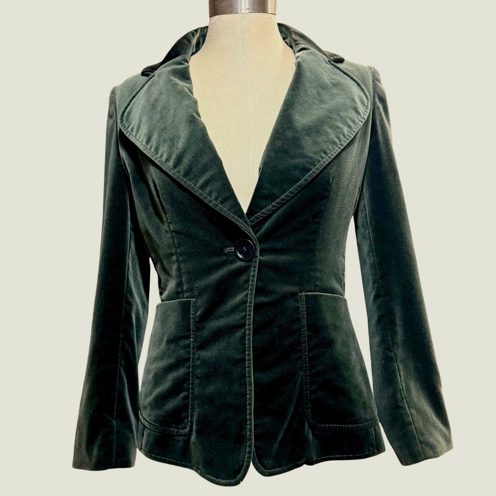 Etro 6 Velvet Blazer Dark Green Silk Paisley Italy Luxury Maximalist Designer‎